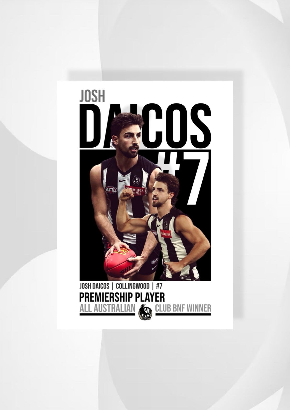 Josh Daicos | Collingwood AFL Poster