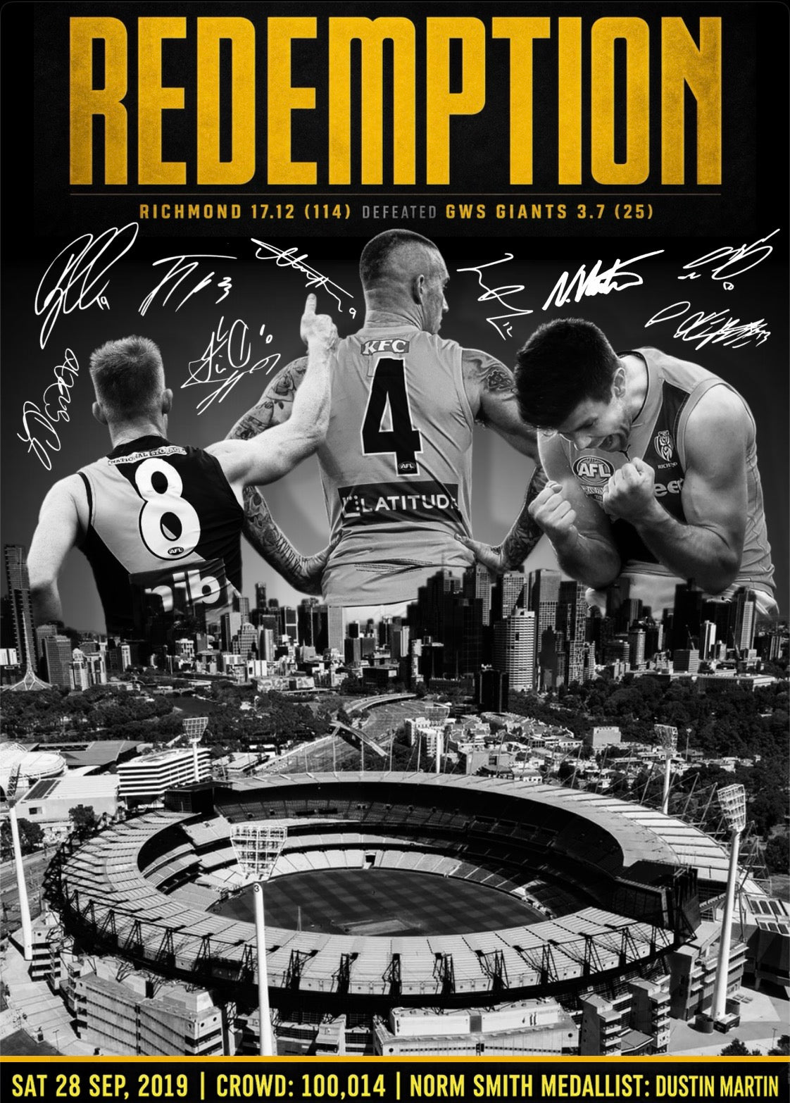 2019 Richmond Tigers | AFL Premiership Team Poster