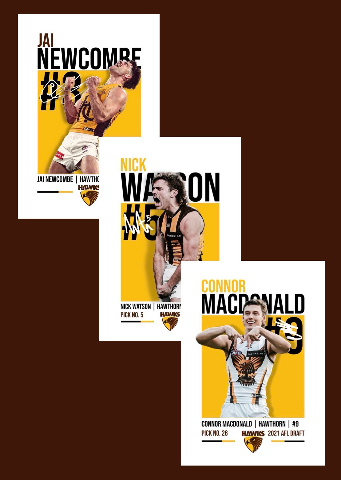 Hawthorn Bundle | Newcombe, Watson, Macdonald AFL Poster Value Pack