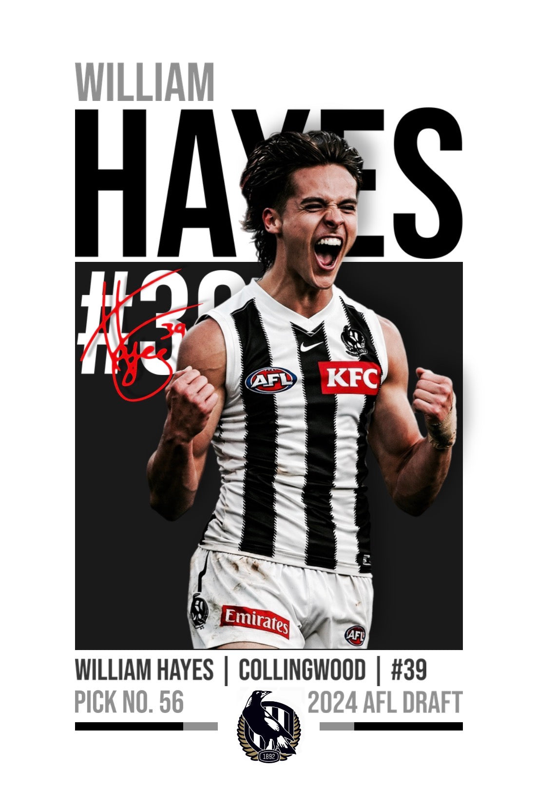 William Hayes | Collingwood AFL Poster