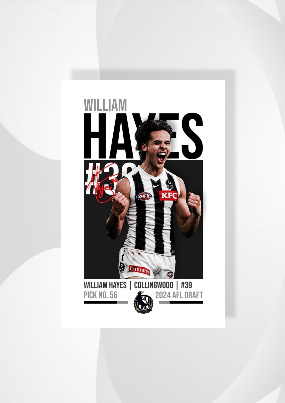 William Hayes | Collingwood AFL Poster