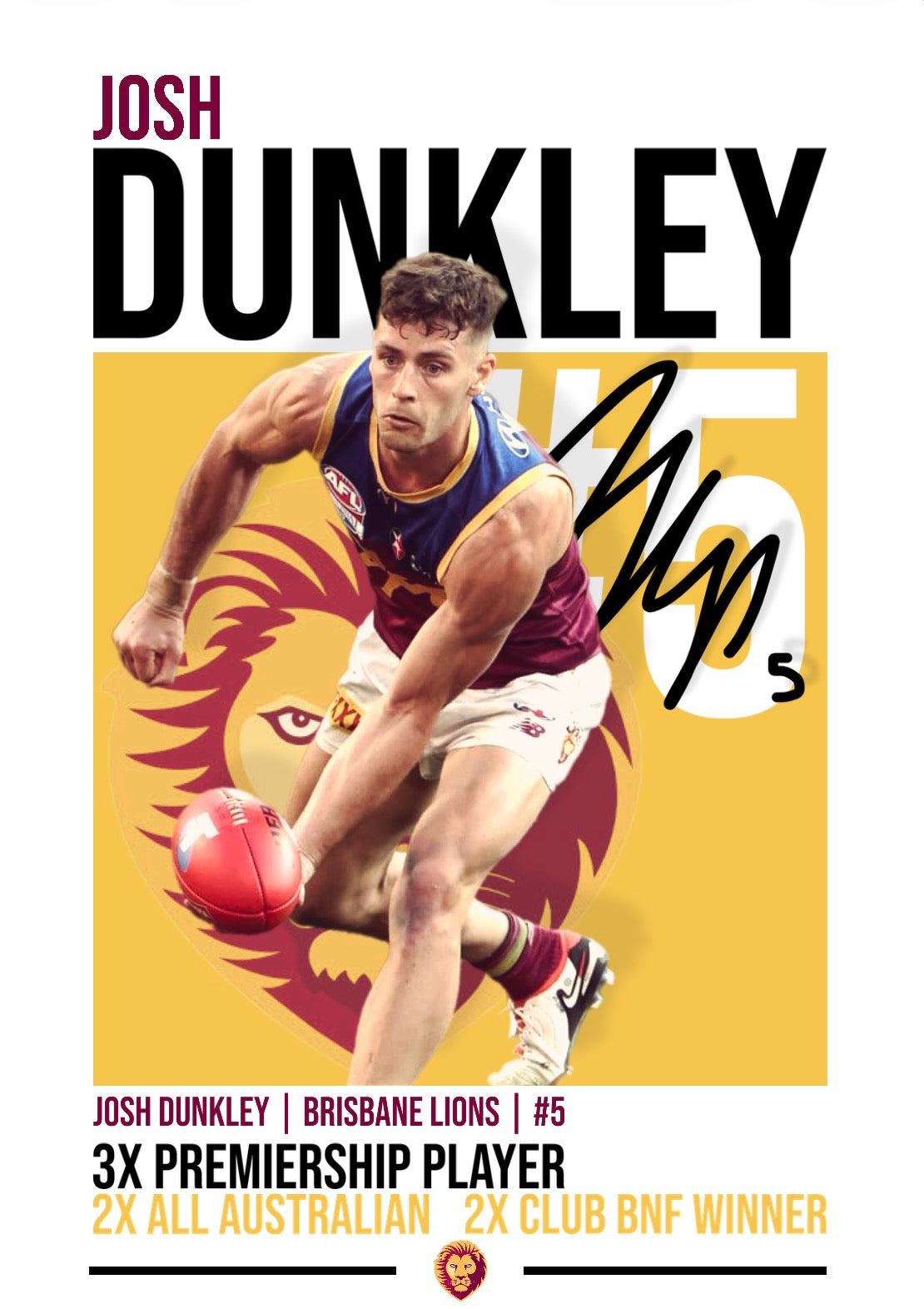 Josh Dunkley | Brisbane Lions AFL Poster