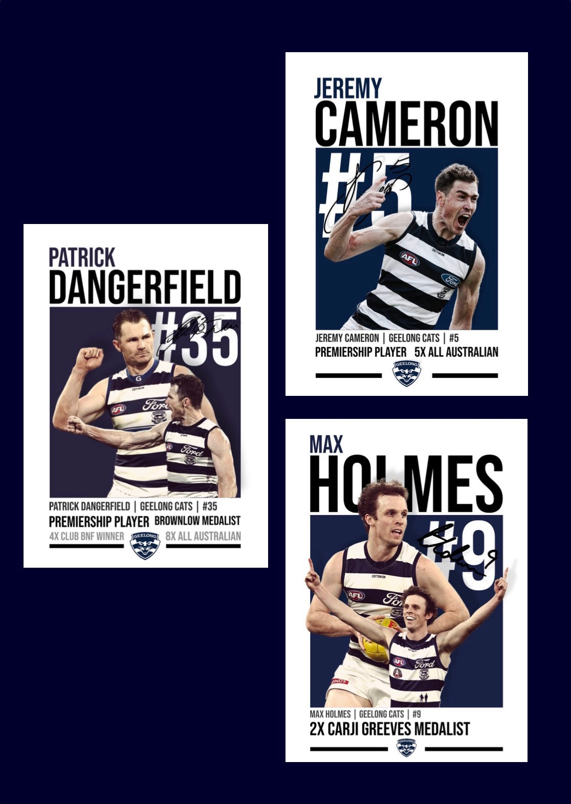 Geelong Bundle | Cameron, Holmes, Dangerfield AFL Poster Value Pack