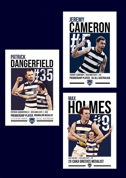 Geelong Bundle | Cameron, Holmes, Dangerfield AFL Poster Value Pack